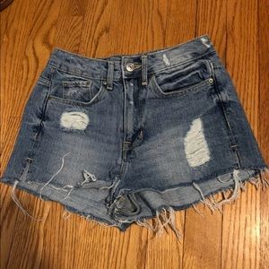 High waisted jean shorts
